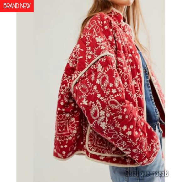 Loose Cropped Puffer Jacket Retro Striped Quilted Lightweight Outerwear - Picture 5 of 8